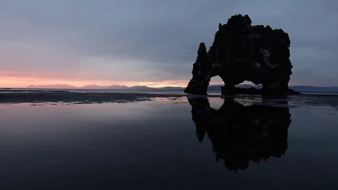 Basalt stack Hvitserkur Stock Footage 82272029