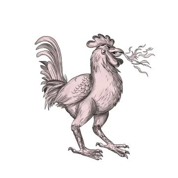 Basan Breathing Fire Tattoo Stock Illustration