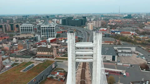 Basarab Brige in Bucharest, Empty Streets due to Pandemic outbreak. Stock Footage 134383517