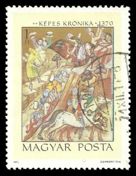 Basarab's victory over King Karoly Robert Ilustração Stock