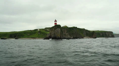 Basargin Cape Lighthouse. Stock Footage 35006766