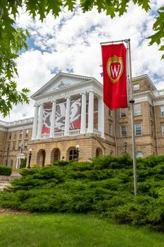 Bascom Hall with Insignia Banner Stock Photos