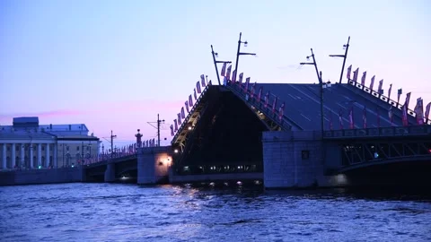 Bascule bridge opens at twilight Stock Footage 248717948