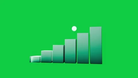 Base appearing on transparent canvas six green bars rising orb hopping arrow Stock Footage 339724738