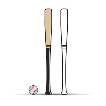 Base ball &amp; bat Stock Illustration