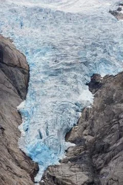 At the base of the Briksdalsbreen Stock-Fotos