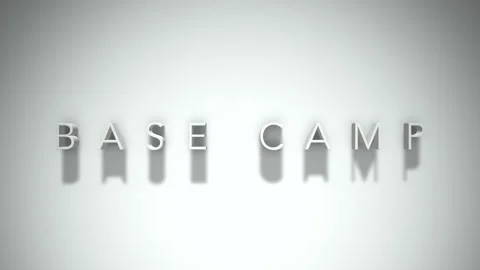 Base Camp 3D title animation with shadows on a white background Stock Footage 296697676