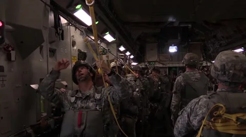 BASE CHARLSTON, MAY 2015, US Air Force. Parachute Troopers Controll Parachute Stock Footage 56197654