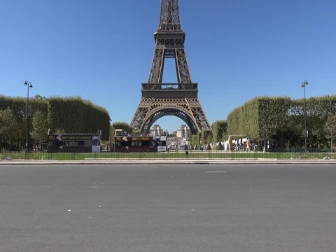 Base of the Eiffel Tower and the traffic in Paris, France time lapse Stock Footage 78282010