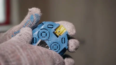 The base for the electrical outlet. Cut channels for the cable Stock Footage 199045521