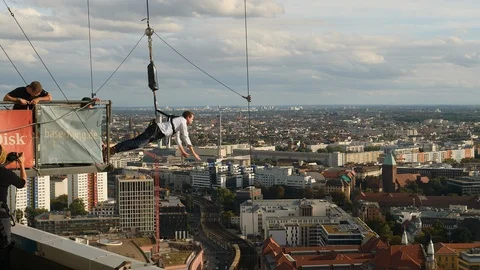 Base flying from tower in Berlin, Germany. Stock Footage 117368913