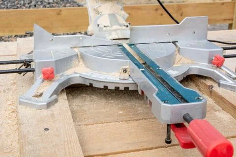 Base frame the miter saw. Circular saw details. Stock Photos