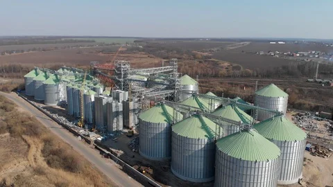 The base of the granary. Construction site of elevators. Agricultural Stock Footage 127790344