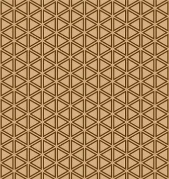 Base grid Mitsukude for patterns Kumiko.Brown color background and lines. Stock Illustration