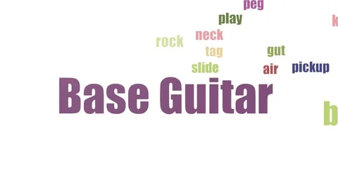Base Guitar Tag Cloud Animated Isolated Stock Footage 107206323