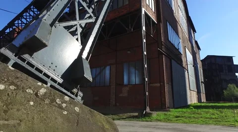 Base of Heavy Coal Mine Tower At Old Metallurgical Plant Video stock 62356195