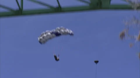 Base Jumper Launches from Bridge Stock Footage 54643926