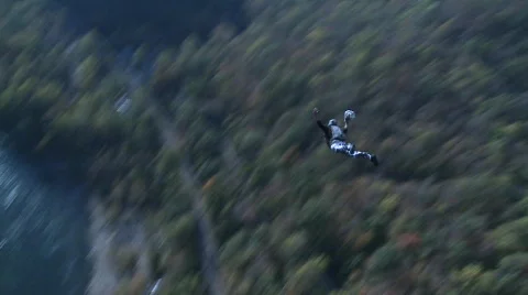 Base Jumping Bridge (HD) c Stock Footage 709034