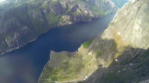 Base jumping first-person view Stock Footage 49047148