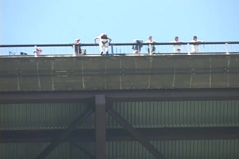 Base Jumping of the Perrine Bridge in Twin Falls, Idaho Stock Footage 85330