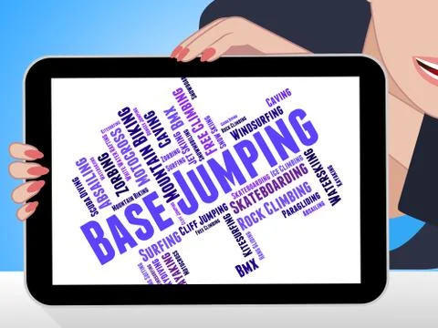 Base Jumping Shows Word Wordcloud And Cliff Illustrazione stock