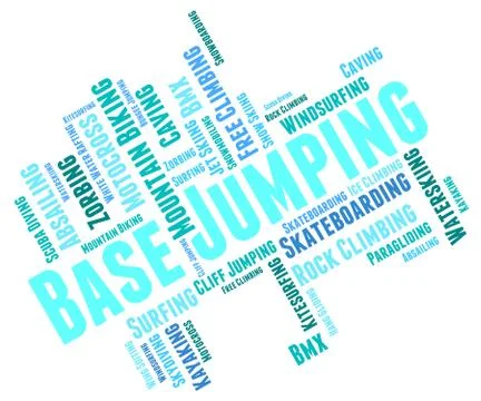 Base Jumping Shows Word Wordcloud And Cliff Illustrazione stock