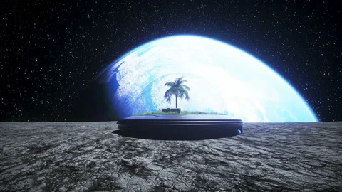 Base, laboratory on the moon. Tree on the moon. 3d rendering. Stock Footage 132647153