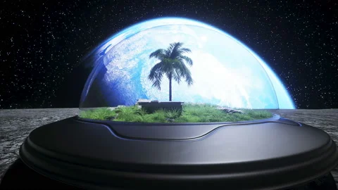 Base, laboratory on the moon. Tree on the moon. 3d rendering. Vídeos de archivo 132647830