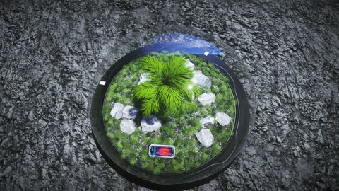 Base, laboratory on the moon. Tree on the moon. 3d rendering. Vídeos de archivo 132649996