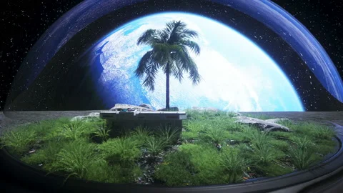 Base, laboratory on the moon. Tree on the moon. 3d rendering. Vídeos de archivo 132653279