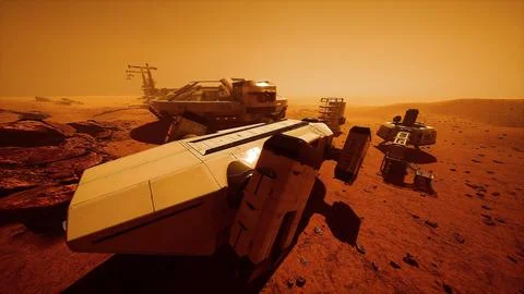 Base on Mars that challenges us to explore the unknown Stock Illustration