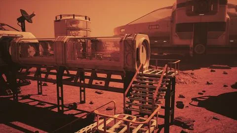 Base on Mars that promises to change the way we think about ourselves Stock Illustration