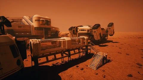 Base on Mars that represents the culmination of centuries of human progress Stock Illustration