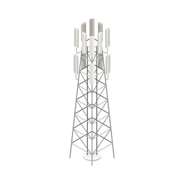 Base or Land Station as Wireless Network Communication Technology Isometric Stock Illustration