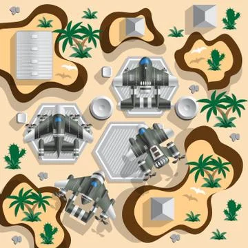 Base of space ships. Stock Illustration