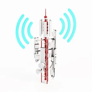Base station tower isolated on white. 3D illustration Stock Illustration