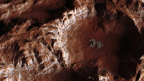 Base on the surface of the planet Mars from a height of several kilometers. t Stock Footage 159727873