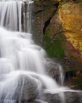 Base of Upper Cascade waterfall in Hanging Rock State Park, North Carolina, S Stock Photos