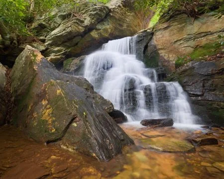 Base of Upper Cascade waterfall in Hanging Rock State Park, North Carolina, S Stock Photos