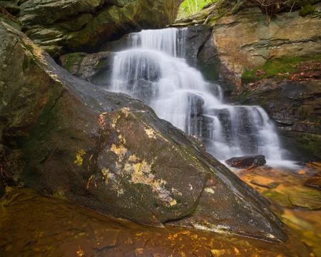 Base of Upper Cascade waterfall in Hanging Rock State Park, North Carolina, S Stock Photos