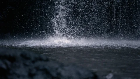 Base of waterfall close up in super slow motion Vídeos de archivo 90362181