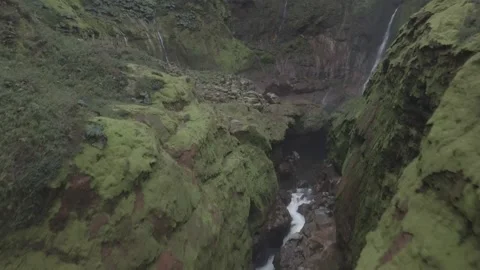 Base of a waterfall from drone Stock-Footage 161819630