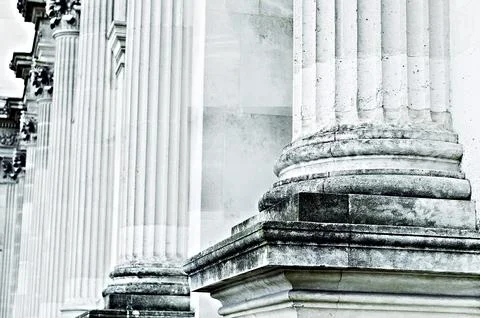 Base of white marble columns. Stock Photos