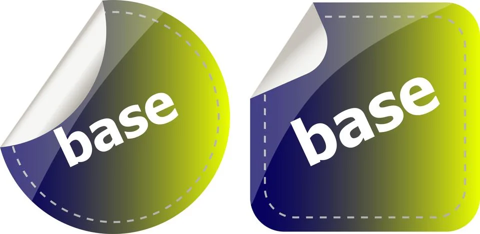 Base word on stickers button set, business label Stock Illustration
