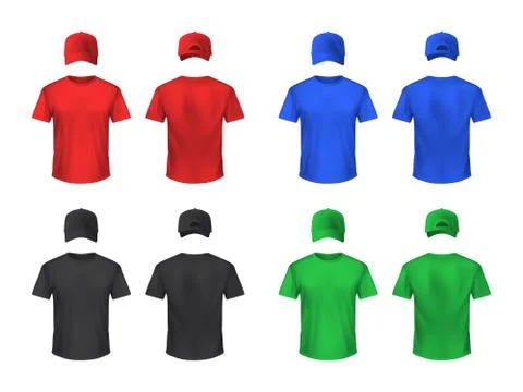 Basebal Cap And Tshirt Colored Sets Illustrazione stock