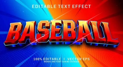 Baseball 3d vector text effect with modern style design Stock Illustration