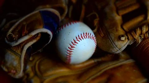 Baseball and baseball gloves Stock Photos