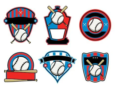 Baseball and Bat Emblems and Badges イラスト素材