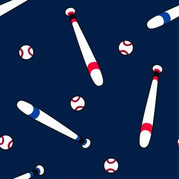 Baseball and bat in a seamless pattern Stock Illustration
