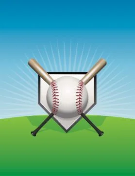 Baseball and bats background illustration Stock Illustration
